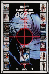 4z353 HAPPY ANNIVERSARY 007 tv poster '87 25 years of James Bond, cool image of many 007 posters!
