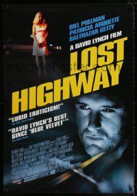 4z752 LOST HIGHWAY 27x39 video poster '97 directed by David Lynch, Bill Pullman, Arquette!