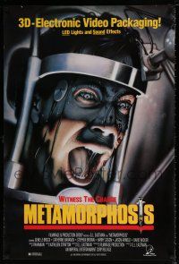 4z757 METAMORPHOSIS 27x40 video poster '90 3-D. great horror art of man being tortured!