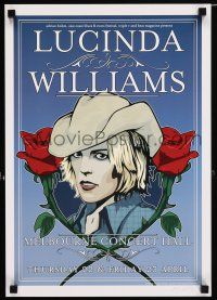 4z224 LUCINDA WILLIAMS signed 14x20 music poster '04 by artist Joe Whyte, great art of the star!