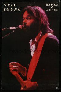 4z233 NEIL YOUNG 23x35 music poster '80 cool image of the legend on stage with guitar!