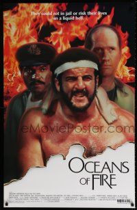 4z762 OCEANS OF FIRE 26x40 video poster '86 Billy Dee Williams, Lyle Alzado, David Carradine!