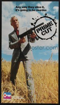 4z771 PRIME CUT 15x27 video poster R85 Lee Marvin w/machine gun in the middle of wheat field!