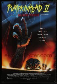 4z772 PUMPKINHEAD II: BLOOD WINGS 27x40 video poster '94 creepy horror artwork of monster!