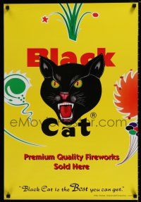 4z004 BLACK CAT FIREWORKS 21x31 advertising poster '00s cool firecracker ad w/ art of jaguar!