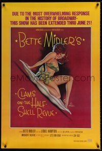 4z105 CLAMS ON THE HALF SHELL 27x40 stage poster '75 art of wacky Bette Midler by Richard Amsel!