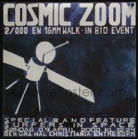 4z205 COSMIC ZOOM 17x17 Danish music poster '00 cool art of satellite in space orbit!