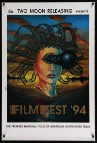 4z329 FILMFEST '94 27x40 film festival poster '94 wonderful wild art of woman with camera eye!