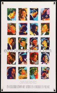 4z213 IN CELEBRATION OF AFRICAN-AMERICAN MUSIC 22x36 music poster '92 art of musicians by Rogers!