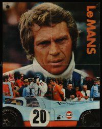 4z492 LE MANS orange title style special 17x22 '71 great image of race car driver Steve McQueen!