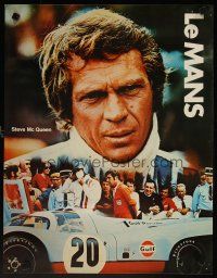 4z493 LE MANS white title style special 17x22 '71 great image of race car driver Steve McQueen!
