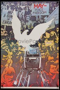 4z387 MAY-PEACE FREEDOM Russian 26x38 special '89 cool art of dove over camera filming protest!