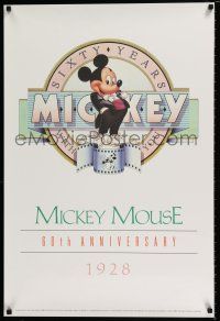 4z389 MICKEY MOUSE 60TH ANNIVERSARY 24x36 special '88 Disney, art of Mickey Mouse in tuxedo