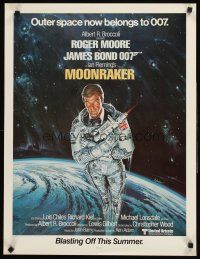4z509 MOONRAKER advance special 21x27 '79 art of Roger Moore as Bond in space by Goozee!