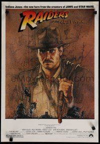 4z530 RAIDERS OF THE LOST ARK special 17x24 '81 art of adventurer Harrison Ford by Amsel!
