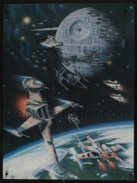 4z533 RETURN OF THE JEDI 20x27 commercial poster '83 cool art of fighters & Death Star from Fan Club