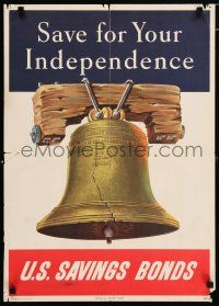 4z538 SAVE FOR YOUR INDEPENDENCE 19x26 special '50 wonderful artwork of the Liberty Bell!