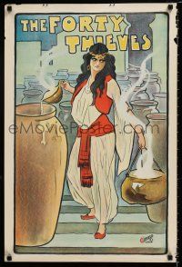 4z106 FORTY THIEVES 20x30 English stage poster c1900-1910 cool full-length art of female lead!