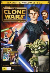 4z801 STAR WARS: THE CLONE WARS 27x39 Aust video poster '09 Obi-Wan and Anakin, Yoda, Season 1