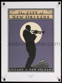 4z158 AMTRAK CHICAGO TO NEW ORLEANS 18x24 travel poster '00s cool Michael Schwab artwork!