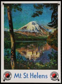 4z838 NORTHERN PACIFIC MT. ST. HELENS REPRO travel poster '80s Krollmann art from before eruption!