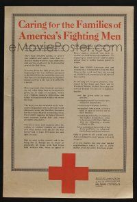4z112 CARING FOR THE FAMILIES OF AMERICA'S FIGHTING MEN 14x20 WWI war poster '17 Red Cross charity!