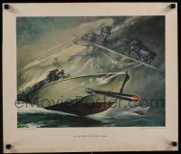 4z139 KNIGHTS OF THE SEA 18x21 WWII war poster '43 incredible art of Elco PT boat and knight!