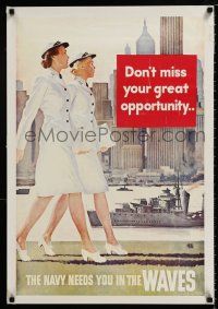 4z628 NAVY NEEDS YOU IN THE WAVES 22x32 commercial poster '80s New York City, a great opportunity!