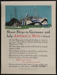 4z114 SHOOT SHIPS TO GERMANY 19x25 WWI war poster '17 art of dazzle camouflaged ships!