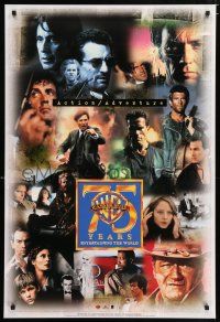 4z830 WARNER BROS: 75 YEARS ENTERTAINING THE WORLD 27x40 video poster '97 action, adventure!