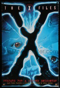 4z835 X-FILES 27x40 video poster '96 creepy image of eyes, prepare for a second encounter!