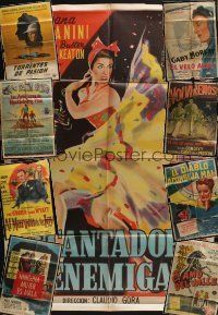 5a136 LOT OF 9 FOLDED ARGENTINEAN POSTERS '50s great artwork from a variety of different movies!