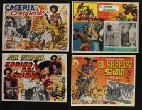 5a163 LOT OF 9 BLAXPLOITATION MEXICAN LOBBY CARDS '70s cool border artwork & inset photos!