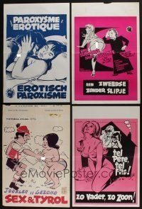 5a276 LOT OF 8 FORMERLY FOLDED SEXPLOITATION BELGIAN POSTERS '70s art of sexy half-naked women!
