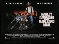 5b207 HARLEY DAVIDSON & THE MARLBORO MAN DS British quad '91 Mickey Rourke & Johnson in title roles
