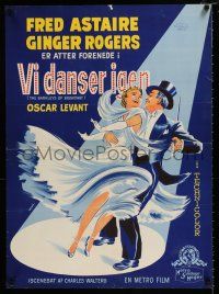 5b605 BARKLEYS OF BROADWAY Danish '50 artwork of Fred Astaire & Ginger Rogers dancing in New York!