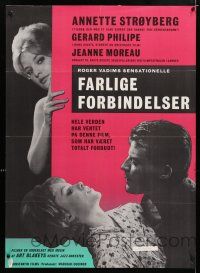 5b626 DANGEROUS LOVE AFFAIRS Danish '61 Les Liaisons Dangereuses, Jeanne Moreau, Annette Vadim