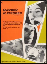 5b678 MAN & A WOMAN Danish '66 Claude Lelouch's Un homme et une femme, Anouk Aimee, Trintignant