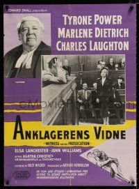 5b733 WITNESS FOR THE PROSECUTION Danish '58 Wilder, Tyrone Power, Marlene Dietrich, Laughton!