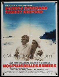5b411 WAY WE WERE French 24x32 '73 Barbra Streisand & Robert Redford on the beach!
