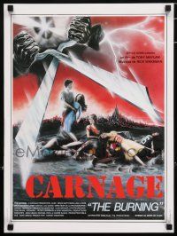 5b426 BURNING French 16x21 '81 great summer camp giant scissor killer horror artwork by Ambrieu!