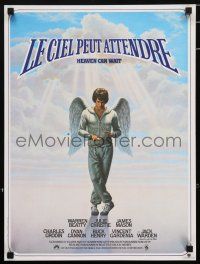 5b448 HEAVEN CAN WAIT French 16x21 '78 art of angel Warren Beatty by Lettick, football!