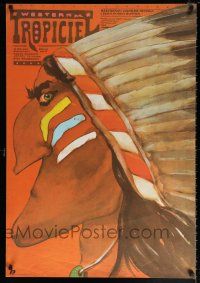 5b288 DER SCOUT Polish 27x39 '83 cool Andrzej Krzysztoforski art of Native American!