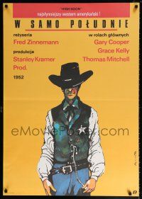 5b298 HIGH NOON Polish 27x39 R87 Marszalek art of Gary Cooper, Fred Zinnemann cowboy classic!