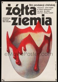 5b301 HUANG TU DI Polish 26x38 '86 creepy Wieslaw Walkuski art of bloody egg shell!