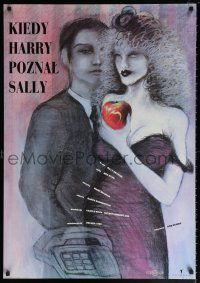 5b367 WHEN HARRY MET SALLY Polish 27x38 '89 bizarre different art of Billy Crystal & Meg Ryan!