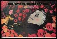 5b816 STALIN'S FUNERAL Russian 26x39 '90 former dictator at rest in flowers, always watching!