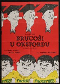 5b510 CHUMP AT OXFORD Yugoslavian 19x28 '60s great art of Laurel & Hardy in college!