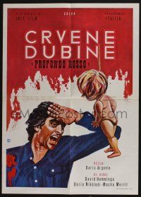 5b518 DEEP RED Yugoslavian 19x27 '77 Dario Argento giallo, art of David Hemmings & hanged doll!