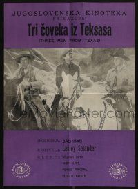 5b589 THREE MEN FROM TEXAS Yugoslavian 19x26 R60s different image of Boyd as Hopalong Cassidy!